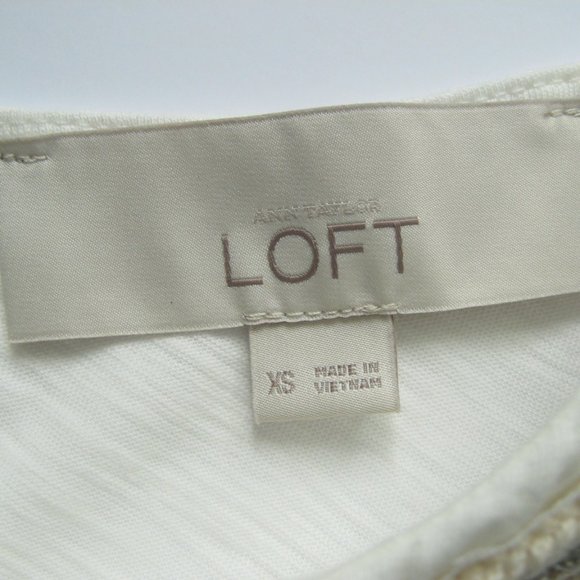 ANN TAYLOR LOFT White and cream embellished top - Picture 3 of 7